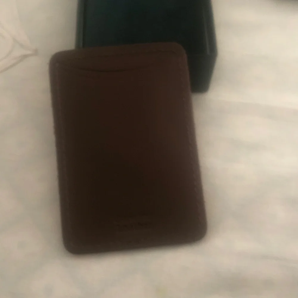 Leather Money Clip Wallet with Gold-Tone Clip - Brown